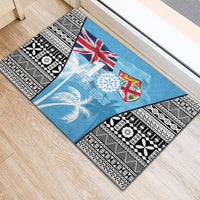 Fiji Day 2026 Rubber Doormat Masi Tapa Pattern With Palm Tree LT05 - Polynesian Pride