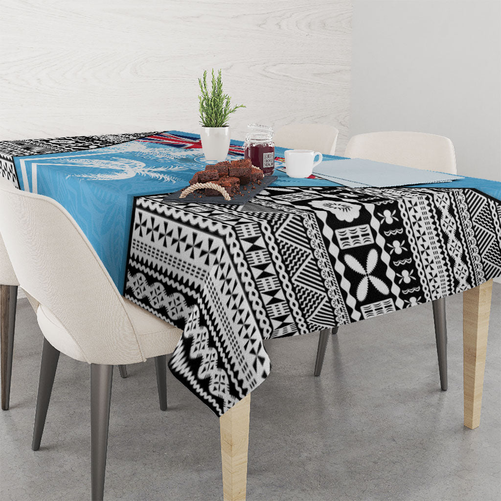 Fiji Day 2026 Tablecloth Masi Tapa Pattern With Palm Tree LT05 - Polynesian Pride