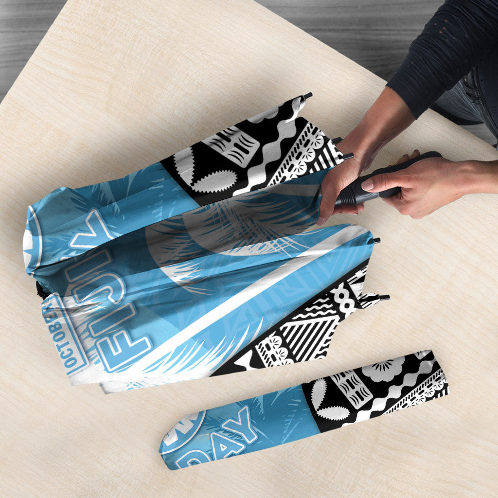 Fiji Day 2026 Umbrella Masi Tapa Pattern With Palm Tree LT05 - Polynesian Pride