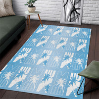 Bula Fiji Area Rug Blue Makare Masi Tapa Pattern LT05 Blue - Polynesian Pride