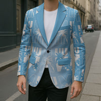 Bula Fiji Blazer Blue Makare Masi Tapa Pattern LT05 - Polynesian Pride