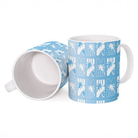 Bula Fiji Ceramic Mug Blue Makare Masi Tapa Pattern LT05 - Polynesian Pride