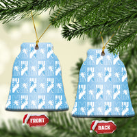 Bula Fiji Ceramic Ornament Blue Makare Masi Tapa Pattern LT05 Bell Flake Blue - Polynesian Pride