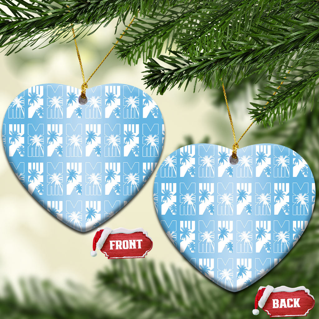 Bula Fiji Ceramic Ornament Blue Makare Masi Tapa Pattern LT05 Heart Blue - Polynesian Pride