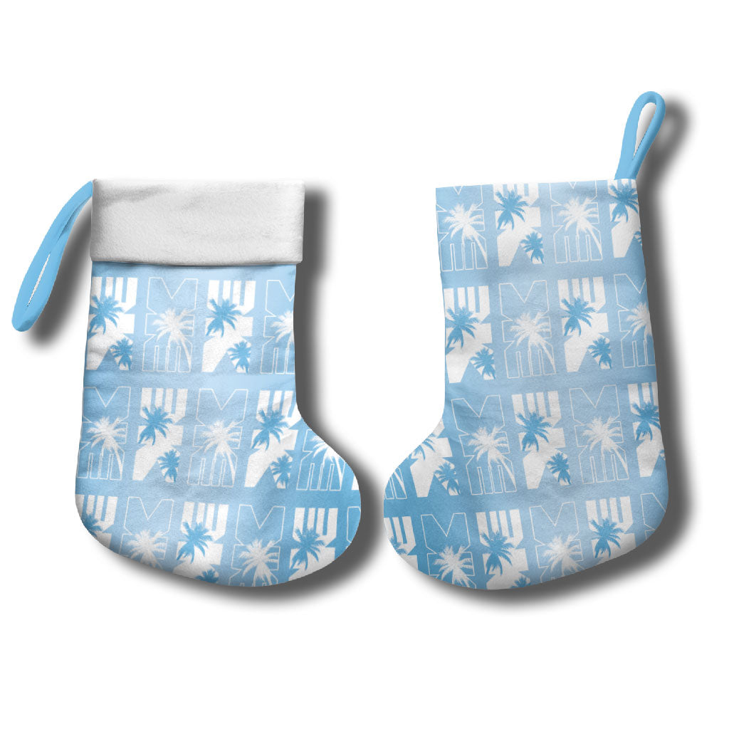 Bula Fiji Christmas Stocking Blue Makare Masi Tapa Pattern LT05 - Polynesian Pride