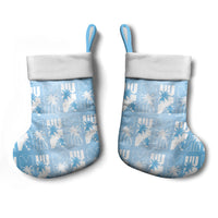 Bula Fiji Christmas Stocking Blue Makare Masi Tapa Pattern LT05 - Polynesian Pride
