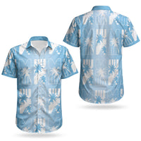 Bula Fiji Couples Matching Summer Maxi Dress and Hawaiian Shirt Blue Makare Masi Tapa Pattern LT05 - Polynesian Pride