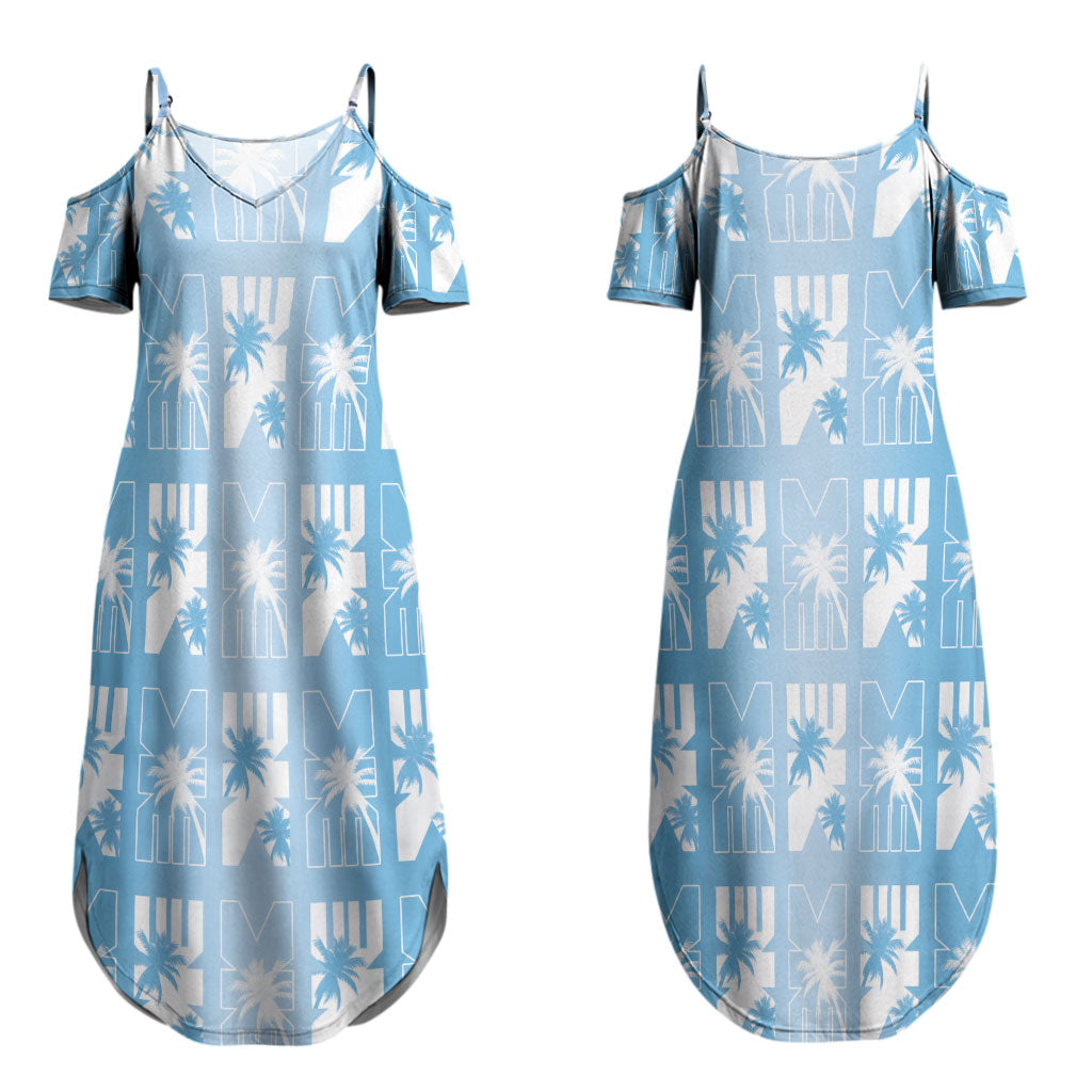 Bula Fiji Couples Matching Summer Maxi Dress and Hawaiian Shirt Blue Makare Masi Tapa Pattern LT05 - Polynesian Pride
