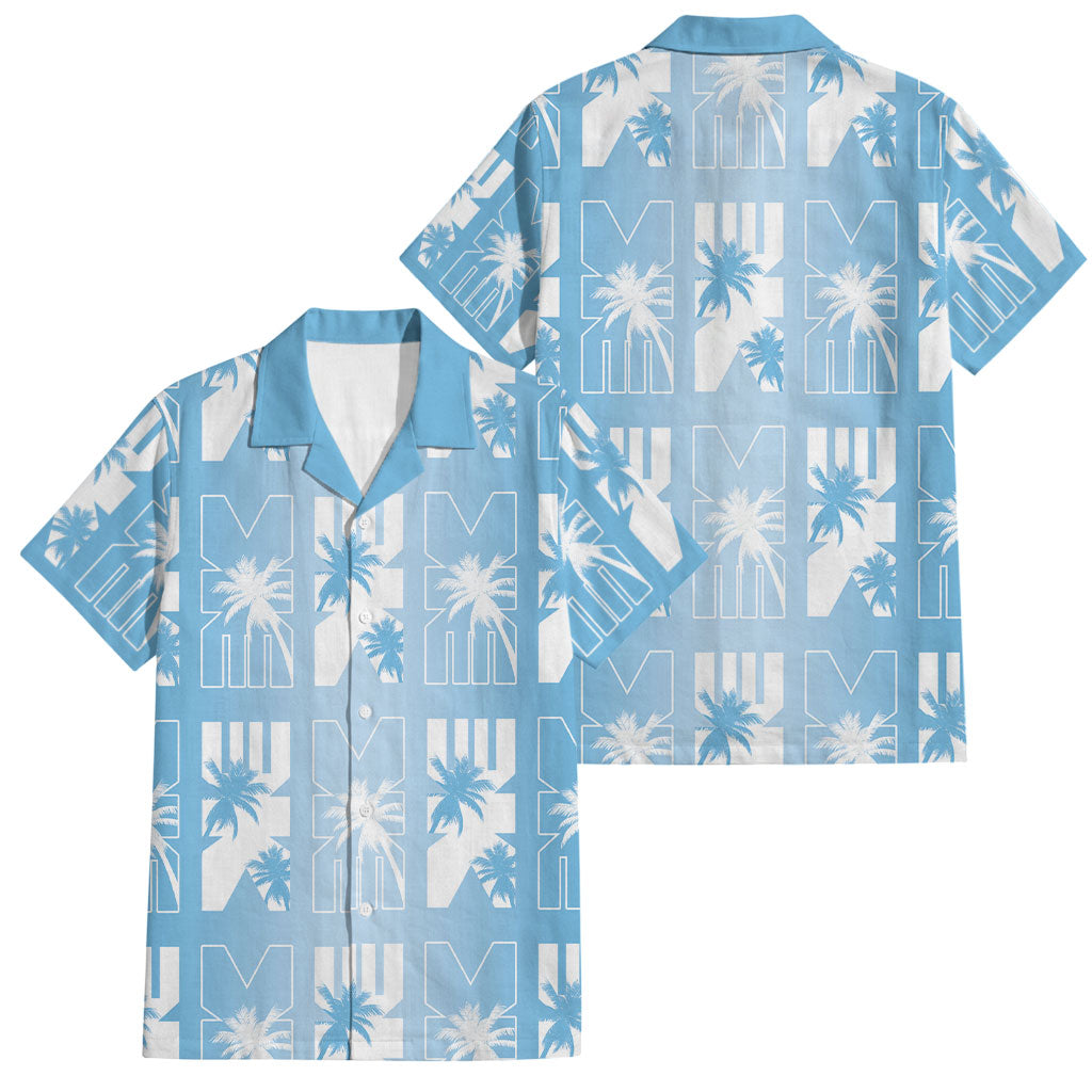 Bula Fiji Family Matching Tank Maxi Dress and Hawaiian Shirt Blue Makare Masi Tapa Pattern LT05 Dad's Shirt - Short Sleeve Blue - Polynesian Pride