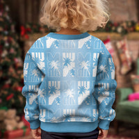Bula Fiji Kid Ugly Christmas Sweater Blue Makare Masi Tapa Pattern LT05 - Polynesian Pride