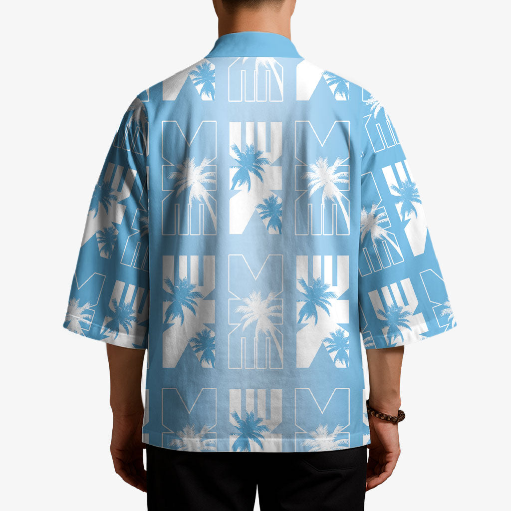 Bula Fiji Kimono Blue Makare Masi Tapa Pattern LT05 - Polynesian Pride