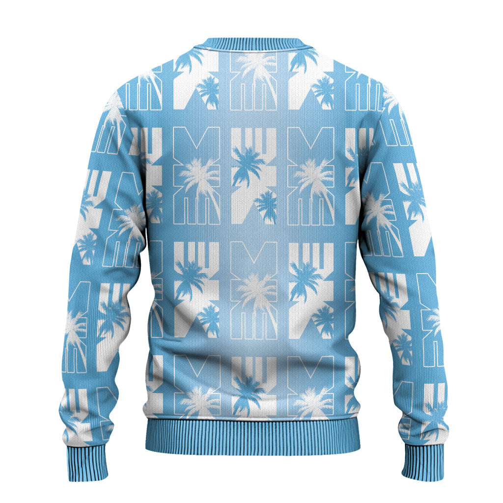 Bula Fiji Ugly Christmas Sweater Blue Makare Masi Tapa Pattern LT05 - Polynesian Pride