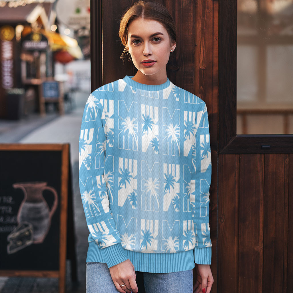 Bula Fiji Ugly Christmas Sweater Blue Makare Masi Tapa Pattern LT05 - Polynesian Pride