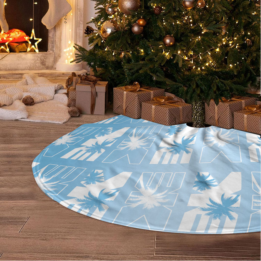 Bula Fiji Tree Skirt Blue Makare Masi Tapa Pattern LT05 - Polynesian Pride