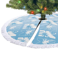 Bula Fiji Tree Skirt Blue Makare Masi Tapa Pattern LT05 - Polynesian Pride