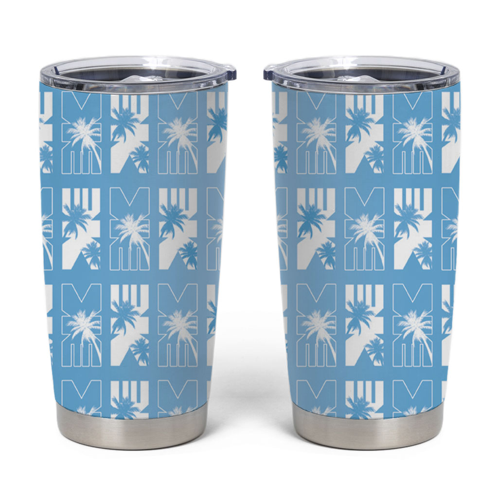 Bula Fiji Tumbler Cup Blue Makare Masi Tapa Pattern LT05 Blue - Polynesian Pride
