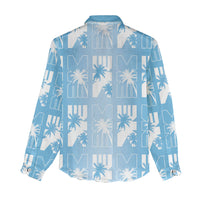 Bula Fiji Women Casual Shirt Blue Makare Masi Tapa Pattern LT05 - Polynesian Pride