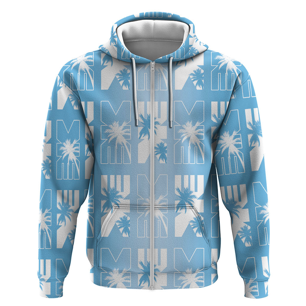 Bula Fiji Zip Hoodie Blue Makare Masi Tapa Pattern LT05 Zip Hoodie Blue - Polynesian Pride