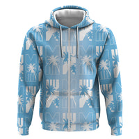 Bula Fiji Zip Hoodie Blue Makare Masi Tapa Pattern LT05 Zip Hoodie Blue - Polynesian Pride