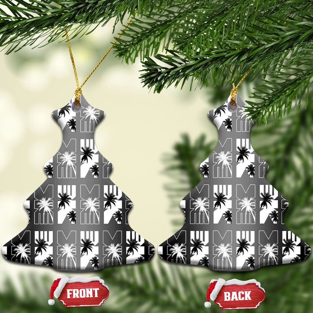Bula Fiji Ceramic Ornament Black Makare Masi Tapa Pattern LT05 Christmas Tree Black - Polynesian Pride