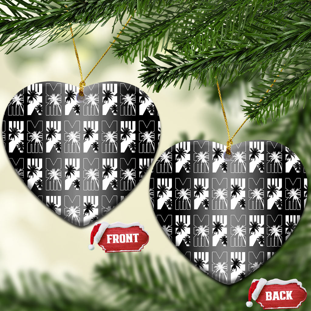 Bula Fiji Ceramic Ornament Black Makare Masi Tapa Pattern LT05 Heart Black - Polynesian Pride