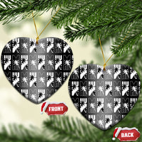 Bula Fiji Ceramic Ornament Black Makare Masi Tapa Pattern LT05 Heart Black - Polynesian Pride