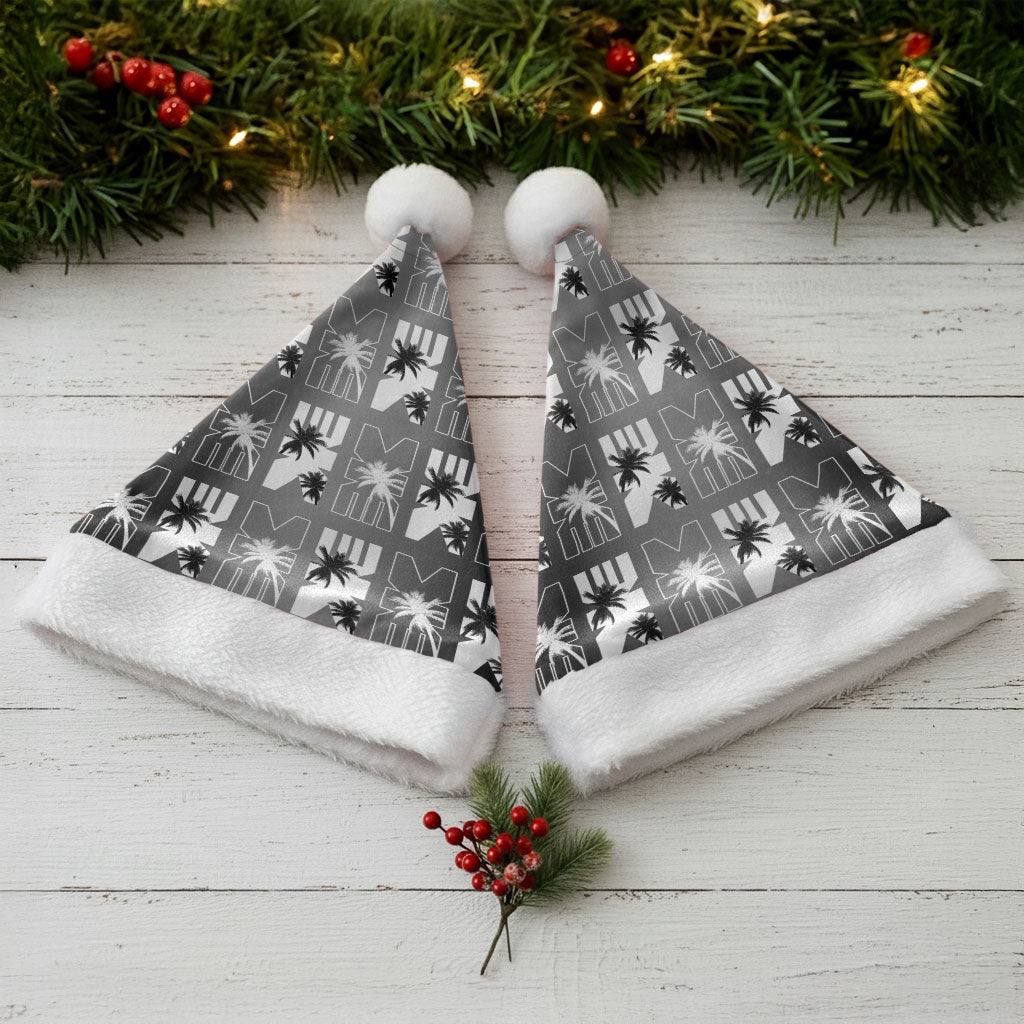 Bula Fiji Christmas Santa Hat Black Makare Masi Tapa Pattern LT05 - Polynesian Pride