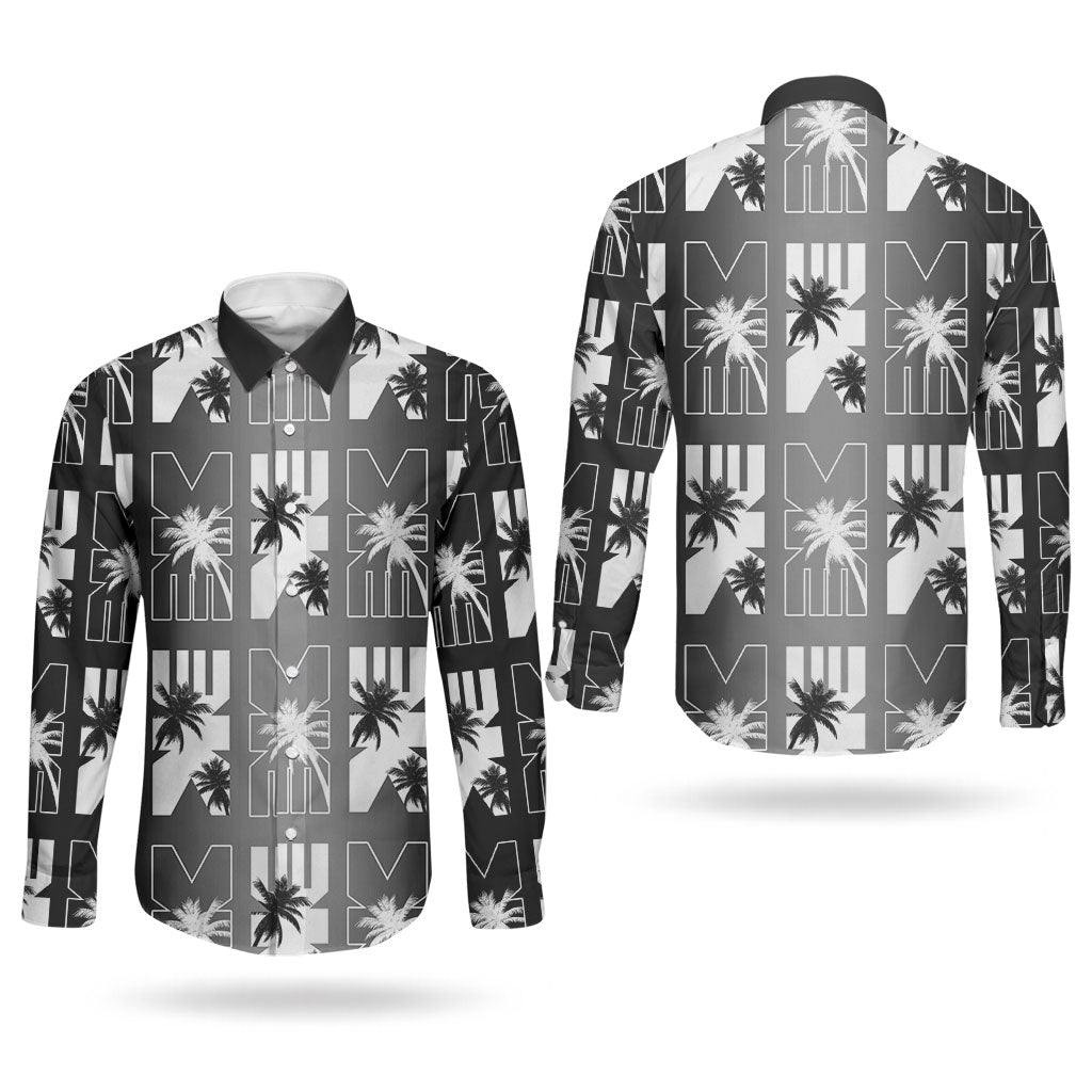 Bula Fiji Couples Matching Off The Shoulder Long Sleeve Dress and Long Sleeve Button Shirt Black Makare Masi Tapa Pattern LT05 - Polynesian Pride