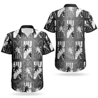 Bula Fiji Couples Matching Short Sleeve Bodycon Dress and Hawaiian Shirt Black Makare Masi Tapa Pattern LT05 - Polynesian Pride