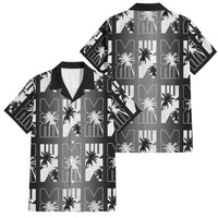 Bula Fiji Family Matching Off Shoulder Maxi Dress and Hawaiian Shirt Black Makare Masi Tapa Pattern LT05 Dad's Shirt - Short Sleeve Black - Polynesian Pride