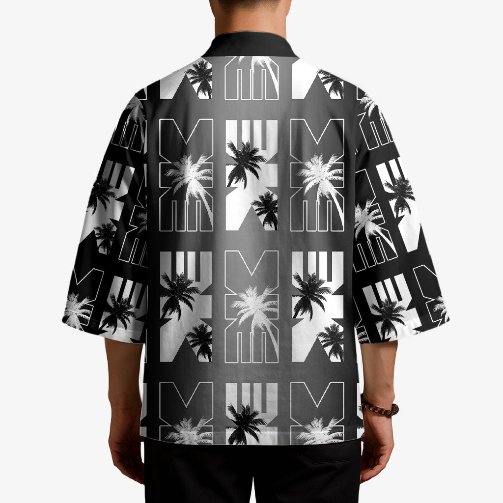 Bula Fiji Kimono Black Makare Masi Tapa Pattern LT05 - Polynesian Pride