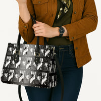 Bula Fiji Leather Bag Black Makare Masi Tapa Pattern LT05 - Polynesian Pride