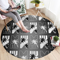 Bula Fiji Round Carpet Black Makare Masi Tapa Pattern LT05 - Polynesian Pride