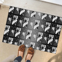 Bula Fiji Rubber Doormat Black Makare Masi Tapa Pattern LT05 - Polynesian Pride