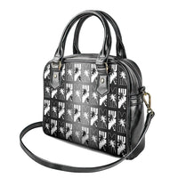 Bula Fiji Shoulder Handbag Black Makare Masi Tapa Pattern LT05 - Polynesian Pride