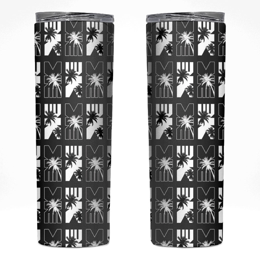 Bula Fiji Skinny Tumbler Black Makare Masi Tapa Pattern LT05 Black - Polynesian Pride