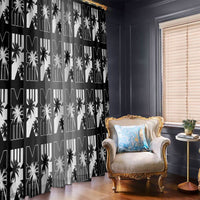Bula Fiji Window Curtain Black Makare Masi Tapa Pattern LT05 - Polynesian Pride