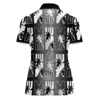 Bula Fiji Women Polo Shirt Black Makare Masi Tapa Pattern LT05 - Polynesian Pride