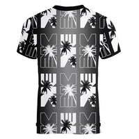 Bula Fiji Women V-Neck T-Shirt Black Makare Masi Tapa Pattern LT05 - Polynesian Pride