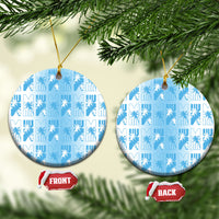 Bula Fiji Ceramic Ornament White Makare Masi Tapa Pattern LT05 Circle White - Polynesian Pride