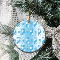 Bula Fiji Ceramic Ornament White Makare Masi Tapa Pattern LT05 - Polynesian Pride