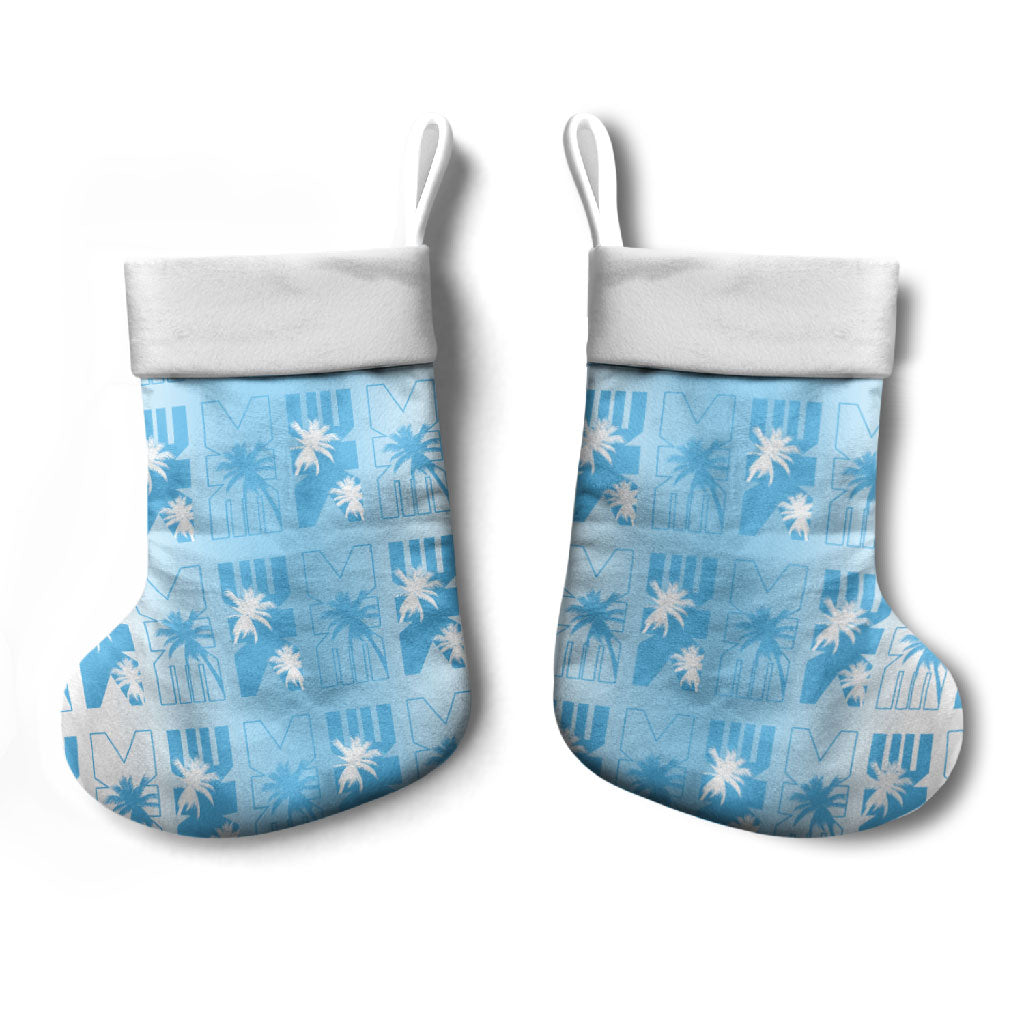 Bula Fiji Christmas Stocking White Makare Masi Tapa Pattern LT05 - Polynesian Pride
