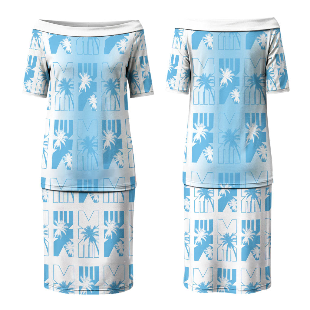 Bula Fiji Couples Matching Puletasi and Hawaiian Shirt White Makare Masi Tapa Pattern LT05 - Polynesian Pride