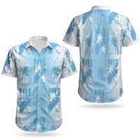 Bula Fiji Couples Matching Summer Maxi Dress and Hawaiian Shirt White Makare Masi Tapa Pattern LT05 - Polynesian Pride