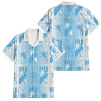 Bula Fiji Family Matching Off The Shoulder Long Sleeve Dress and Hawaiian Shirt White Makare Masi Tapa Pattern LT05 Dad's Shirt - Short Sleeve White - Polynesian Pride