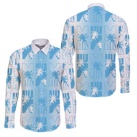 Bula Fiji Family Matching Puletasi and Hawaiian Shirt White Makare Masi Tapa Pattern LT05 Dad's Shirt - Long Sleeve White - Polynesian Pride