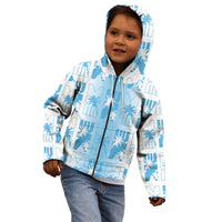 Bula Fiji Kid Hoodie White Makare Masi Tapa Pattern LT05 - Polynesian Pride