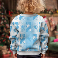 Bula Fiji Kid Ugly Christmas Sweater White Makare Masi Tapa Pattern LT05 - Polynesian Pride