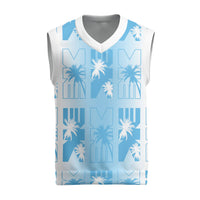 Bula Fiji Christmas Knitted V-Neck Vest White Makare Masi Tapa Pattern LT05 White - Polynesian Pride
