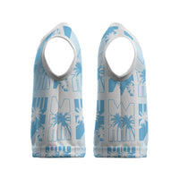 Bula Fiji Christmas Knitted V-Neck Vest White Makare Masi Tapa Pattern LT05 - Polynesian Pride